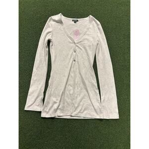 Wild Fable Rib Henley long-sleeve maternity and nursing top in heather gray XXS